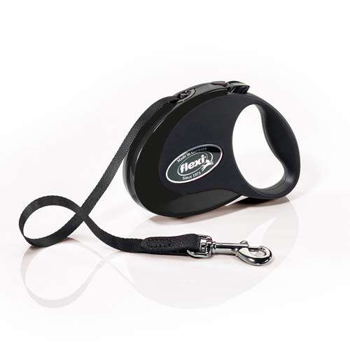 Flexi Style S Hunde-Rollleine, schwarz, 3 Meter, für Hunde bis 12 kg