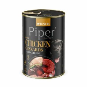 Piper Junior Kölyökkutya Konzerv - Csirke Gyomor & Barna Rizs - 400g