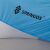 Close up of Springos logo on blue beach tent