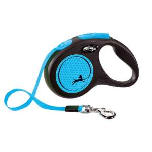 Flexi New Neon S blauer Hunde-Rollleine, 5 Meter, 15 kg - Nagetierhaltung