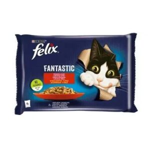 Felix Fantastic Králik & Jahňa mokré krmivo pre mačky v želé, 4x85g - Krmivo pre mačky