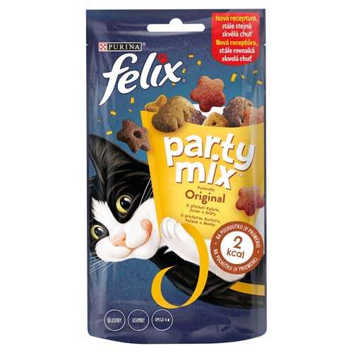 Felix Party Mix Original smakołyki dla kotów, saszetka 60g, z różnymi kształtami i smakami