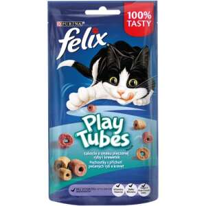 Felix Play Tubes recompense pentru pisici, aromă de pește copt și creveți, 50g - Recompense pentru pisici