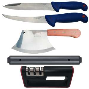 IdeallStore® Metzger-Set, Hackmesser, Stechmesser, Gewindeschneider, Schärfer und Magnethalter, Edelstahl 56359005 - Pfannen, Abendessen, Küchenmesser, Besteck-Sets und Töpfe