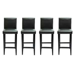 4 db fekete műbőr bárszék fa lábakkal - Bútor