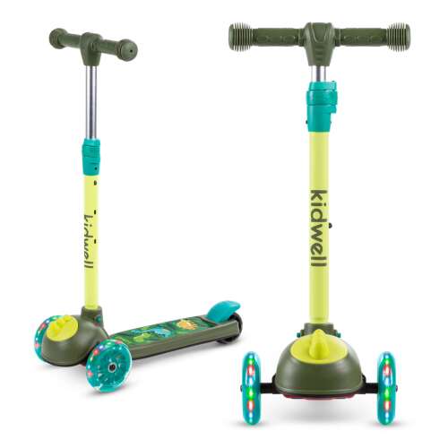 Kidwell Zoocar háromkerekű gyerek Roller LED kerekekkel - Dínó #zöld