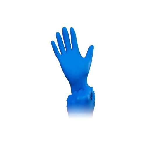 Rękawice Nitrylowe Maxter Kobaltowo Niebieskie, Bez Pudru, Rozmiar XL, noszone na dłoni