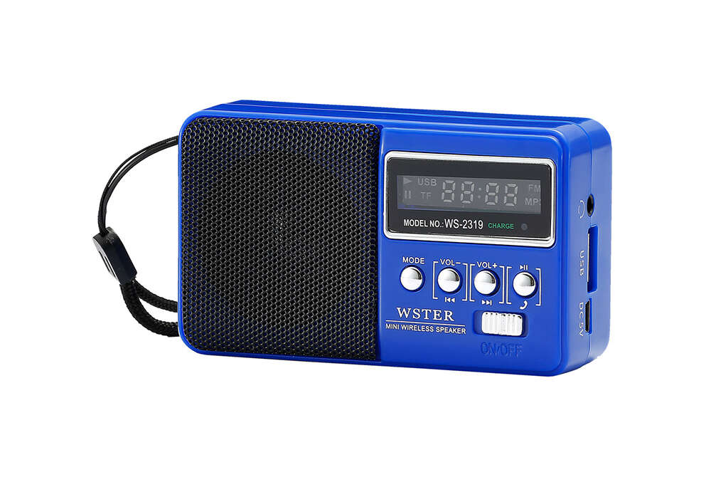 WS-2319 Hordozható FM rádió, Bluetooth, USB, Micro SD, beépített akkumulátorral kék színű
