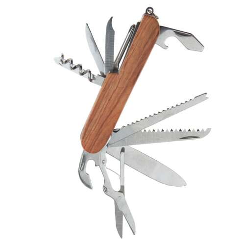 IdeallStore® Multifunktions-Taschenmesser aus Edelstahl und Holzgriff, 14 Funktionen 56367274
