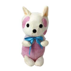 Плюшена играчка Tádé, висока около 20 см, бяла с розови петна, синя панделка, герой от Mazsola и Tádé - Nonbrand Плюш