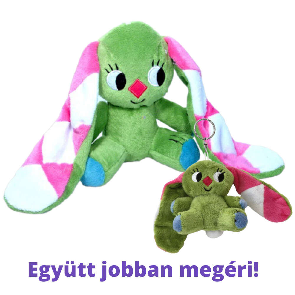 15cm ülő Kockásfülű nyúl + kulcstartó ülő