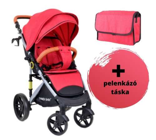 Summer Baby Sempre sport Babakocsi + pelenkázó táska #piros