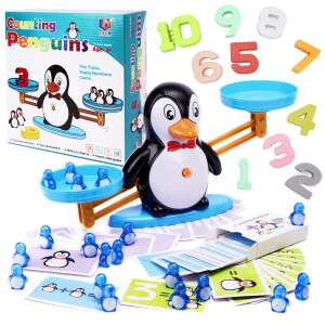 Counting Penguins educational balance scale toy for kids, with penguin figures, numbers, and cards - Rocking horse & animal and Developmental Toy for Preschooler