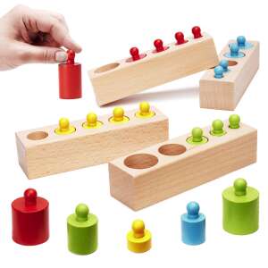 Montessori cilindru din lemn cu greutăți de culoare 76335429 Jocuri si jucarii educative