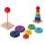 Regenbogen-Stapelspielzeug aus Holz für Babys und Kleinkinder, 13 cm hoch, zeigt einzelne Ringe und Basis
