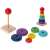 Regenbogen-Stapelspielzeug aus Holz für Babys und Kleinkinder, 13 cm hoch, zeigt einzelne Ringe und Basis