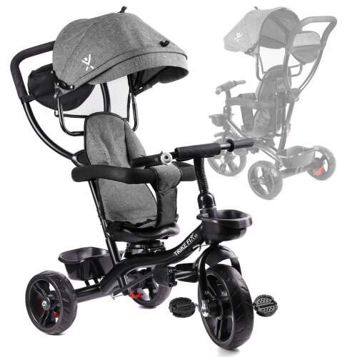 Ikonka Trike Fix Lite grey child tricycle with 360° rotating seat