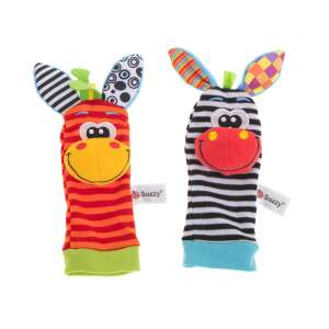 Sazzy baby rattle socks, zebra and giraffe design, 2 pack - Rattle