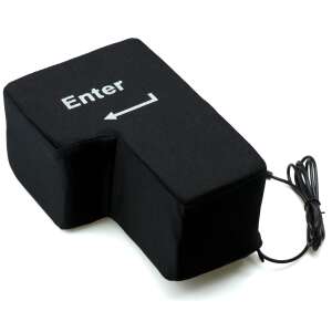 Black Enter key shaped stress relief pillow with USB cable - Kik