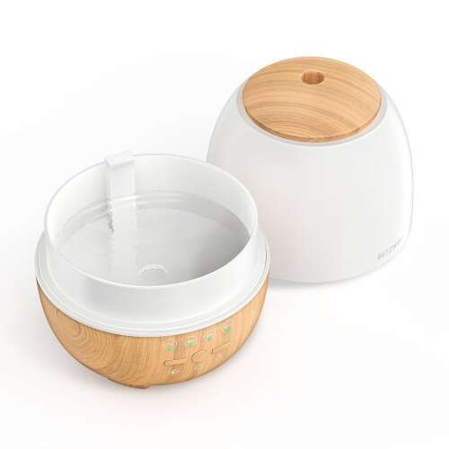 BlitzWolf BW-FUN3 Intelligens Wi-Fi Ultrahangos Párásító RGB LED Lámpával, szétszerelt állapotban, a víztartály és a párásító felső része látható