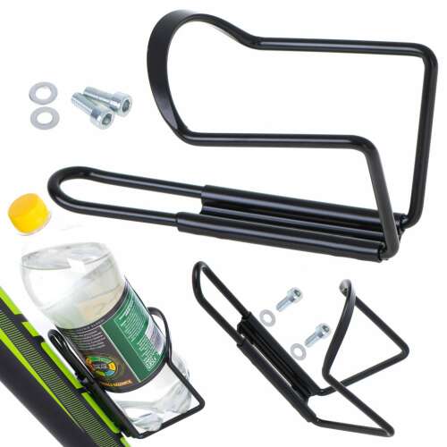 L-BRNO KX5067 Fahrrad Wasserflaschenhalter, schwarz, mit Schrauben und Flasche, Collage