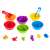 Montessori counting toy with 36 colorful vehicles, 6 bowls, and 2 tongs
