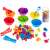 Montessori counting toy with 36 colorful vehicles, 6 bowls, and 2 tongs