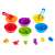 Montessori counting toy with 36 colorful vehicles, 6 bowls, and 2 tongs