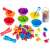 Montessori counting toy with 36 colorful vehicles, 6 bowls, and 2 tongs