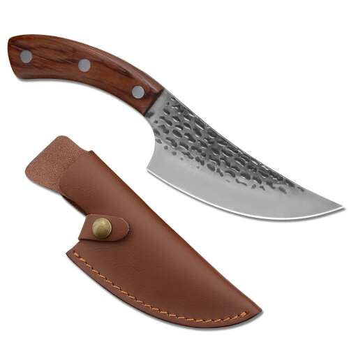 IdeallStore® Butcher Knife Set, 2 pieces, Handcrafted, 24.5 cm, Brown, with Leather Sheath