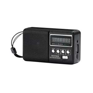 WS-2319 Hordozható FM rádió, Bluetooth, USB, Micro SD, beépített akkumulátorral fekete színű