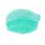 Blue silicone pet grooming brush with built-in shampoo dispenser
