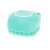 Blue silicone pet grooming brush with built-in shampoo dispenser