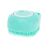 Mint green silicone pet grooming brush with smiley face