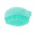 Side view of mint green silicone pet grooming brush for cats and dogs
