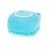 Front view of blue silicone pet grooming brush with soft bristles