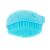 Side view of blue silicone pet grooming brush for cats and dogs