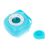 Blue silicone pet wash brush with shampoo dispenser and removable lid