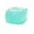 Blue silicone pet grooming brush with built-in shampoo dispenser