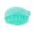 Blue silicone pet grooming brush with built-in shampoo dispenser