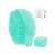 Blue silicone pet grooming brush with built-in shampoo dispenser, collage