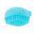 Blue silicone pet grooming brush with built-in shampoo dispenser
