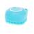 Blue silicone pet grooming brush with built-in shampoo dispenser