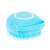 Blue silicone pet grooming brush with built-in shampoo dispenser