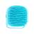Blue silicone pet grooming brush with built-in shampoo dispenser