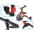 Ikonka Trike Fix Mini Red Tricycle handlebar, pedal storage, folding mechanism close-up