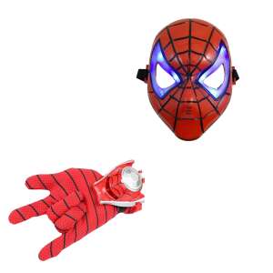 Set IdeallStore® manusa cu lansator si masca LED, Spiderman Gear, marime universala, rosu 56373633 Costume pentru copii