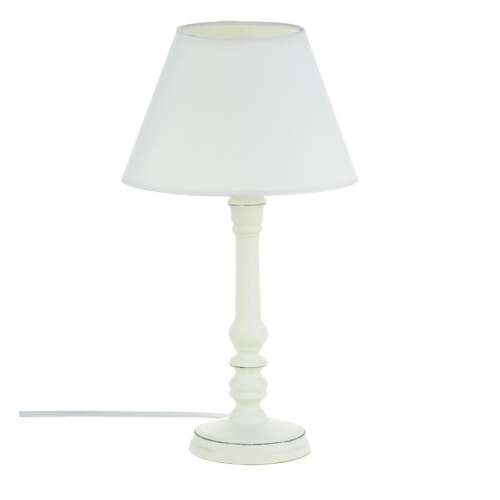 Vintage weiße Schlafzimmerlampe mit Stoffschirm