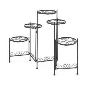 Black metal 5-tier plant stand, perfect for displaying your favorite plants - Plant Stand