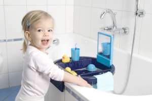 Rotho Babydesign Gyermekmosdó, kék-fehér-svéd zöld, Kiddy's Wash 31349279 Babaápolási szettek